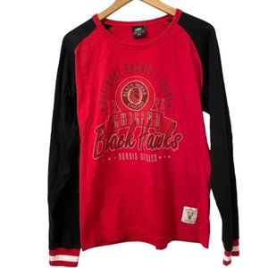 CHICAGO BLACK HAWKS Bulletin NHL Vintage Hockey Raglan long sleeve tshirt